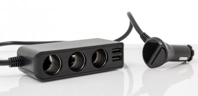 Branch socket 12V / 24 V - 3x cigarette plug and 4x USB