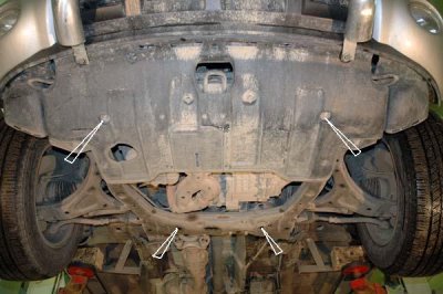 Mounting points for skid plate Hyundai Santa Fe from 2006-2012