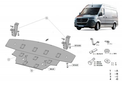 Hasplåt för bakhjulsdriven Mercedes-Benz Sprinter 2018-
