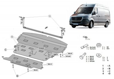 Hasplåt för framhjulsdriven Mercedes-Benz Sprinter 2018-
