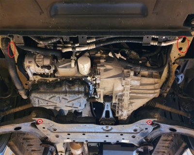 Fastening points for skid plate for 2020 Ford Transit