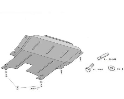 Exploded view - Skid plate Renault Express from 2021-