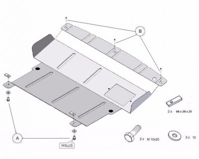Sketch for skid plate for Peugeot 107 from 2005-2014