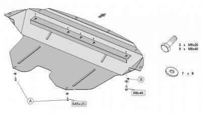Exploded view skid plate Hyundai iX35 from 2010-2015