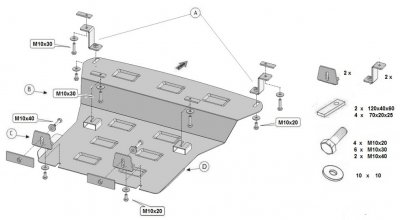 Exploded view of skid plate Iveco Daily from 2006-