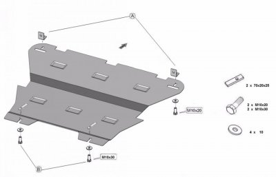 Exploded view of skid plate for MAN TGE 2017-