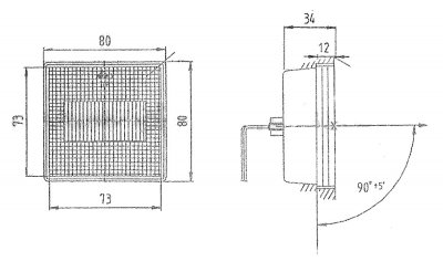 Square recessed reversing light 24 V