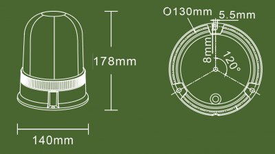 LEDSON Rotating LED flash light | 36W | ECE R65