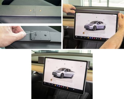 Mobile phone holder Tesla Model Y from 2020- | Mounting to the left of the monitor
