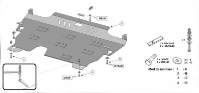 Sketch for skid plate Ford Mondeo 2008-2014