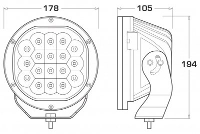 Dimensions for auxiliary light NBB Polar Blue 180.