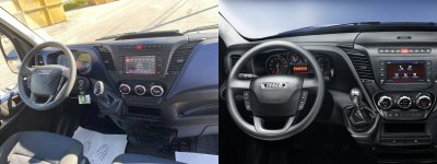 On the left is with open compartment on the dashboard, on the right is with hatch on the dashboard