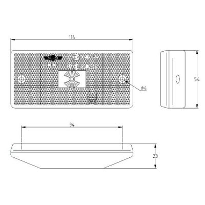 Rectangular LED position light with built-in reflector | 12V/24V