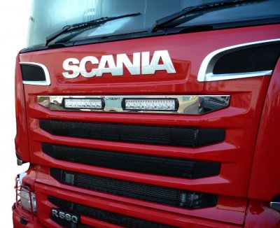 Stainless steel frame for Scania R-series for mounting Lazer LED-Ramper