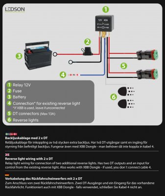 Relay wiring extra reversing light