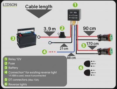 Relay cable extra reversing light