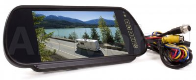Rear view camera system 7" rear view mirror monitor including one dual lens camera
