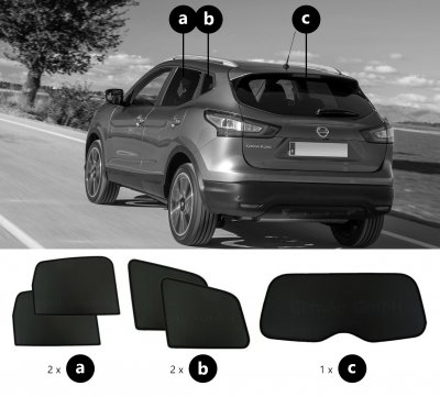 Sun visors Nissan Qashqai from 2014-2017