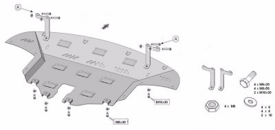 Exploded view of skid plate Hyundai Tucson from 2015-2020