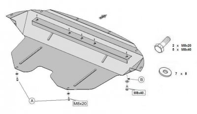 Exploded view skid plate Kia Sportage 2010-2015