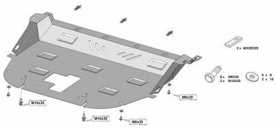 Exploded view skid plate for Mazda CX-5 2012-