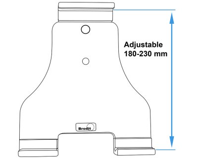 Adjustable tablet holder for fixed installation - Fits 180-230 mm