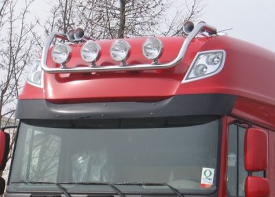 Stainless Steel "Superspace" roof bar for 4 auxiliary lights (lowered 60 mm) - DAF XF105