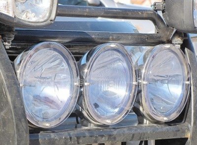 Transparent stone bulkhead cover for Hella Luminator