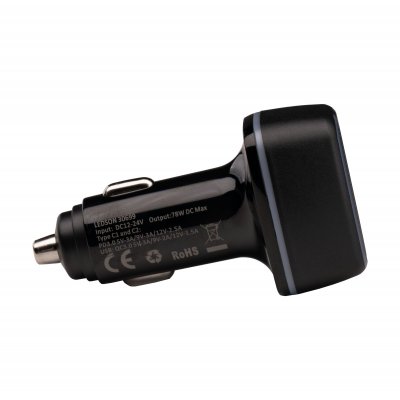 USB-fast charger cigarette plug (3 ports) | 12-24V/78W