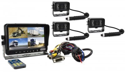 Rear view camera system 7-inch with 3 standard cameras
