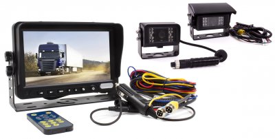 Rear view camera system 7 monitor incl. 3 standard cameras and 1 view camera