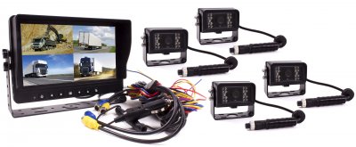 9” split screen rear view camera system with 4 standard cameras