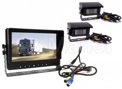 Rear view camera system 9" monitor incl. 2 visor cameras